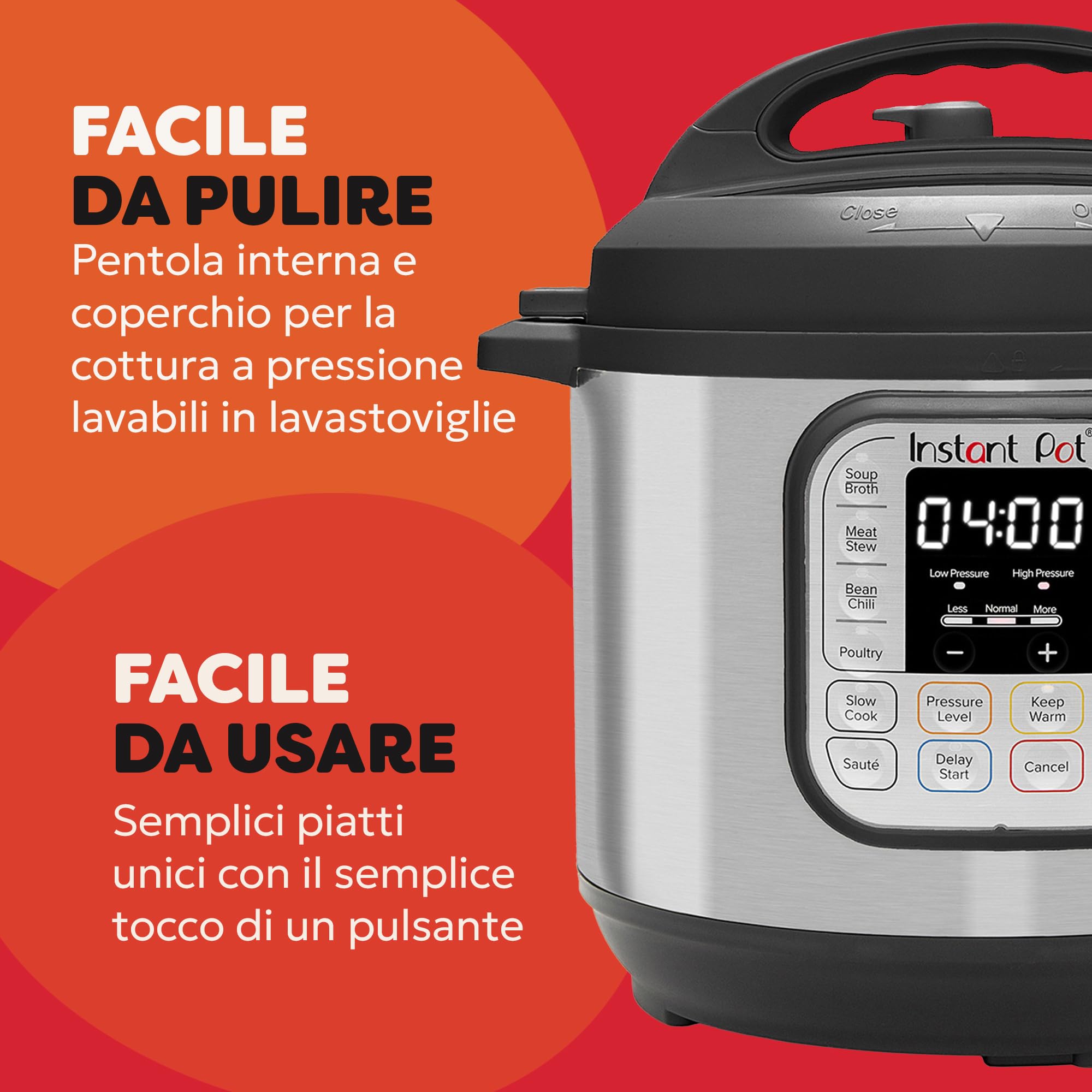 Instant Pot Duo 7-in-1 Pentola a Pressione / Vaporiera / Scaldavivande in Acciaio Inossidabile Spazzolato, Adatta a Cucinare Riso, Zuppa, Verdura e Yogurt a Cottura Lenta, 5,7L
