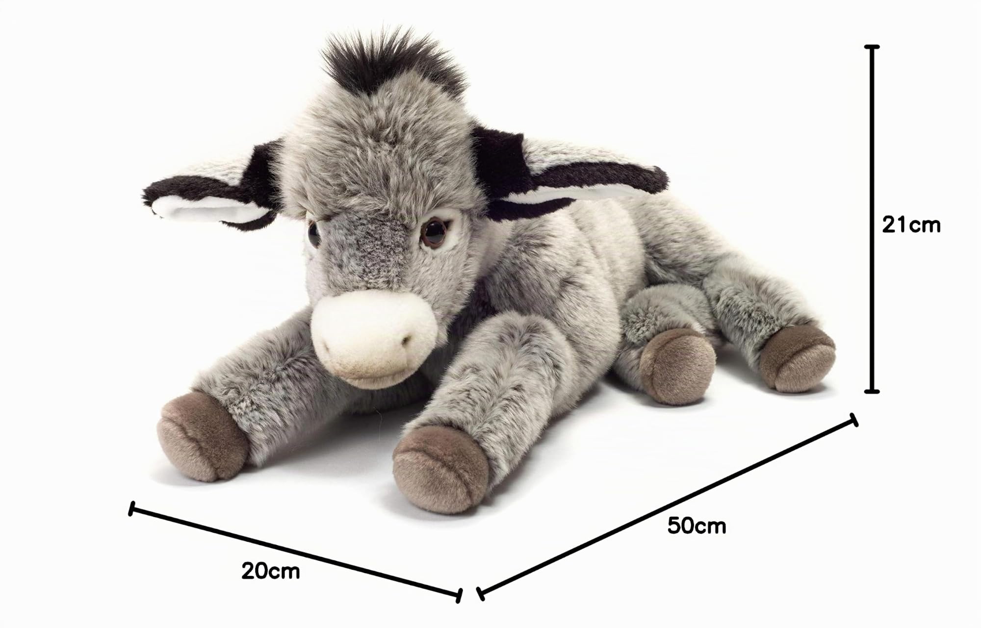 Teddy Hermann 90249 Asino sdraiato 50 cm, peluche con contenuto di riciclo ideale (materiale di riempimento)