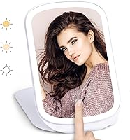 Vista 1 de Rechargeable Travel Makeup Vanity Mirror with LED Lights Portable Lighted Makeup Beauty Mirror, 3 Color Lighting, Dimmable Touch Screen, Tabletop