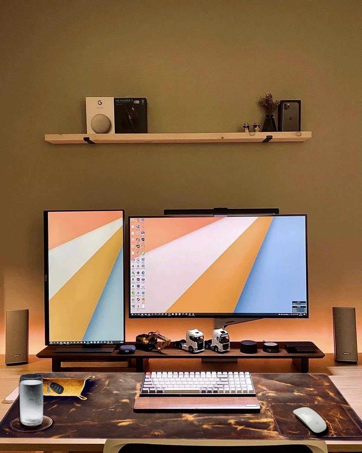 Amazon | アンティークバッファローリアルワックスレザーデスクパッド