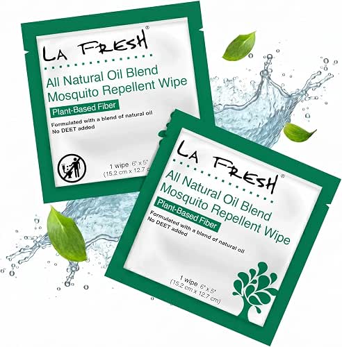 LA Fresh Natural Mosquito Repellent Wipes - Long Lasting Bug