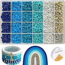 HUDUX Clay Beads for Bracelet Making Kit, Heishi Bead for Jewelry Making, Friendship Bracelet Kit, Spacer Beads for Adult Necklace Earring DIY (Blue)