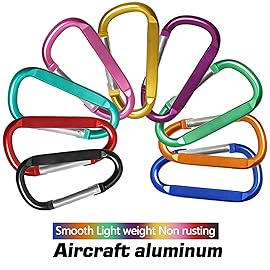 12PCS Carabiner Keychain Clip - 3 Aluminum Caribeener Key Clip,D Ring Shape Nonlocking Carabeaner Hook Buckle,Multi-Function Spring Snap Key Clips Tool for Home,Camping,Hiking,Traveling,Backpack
