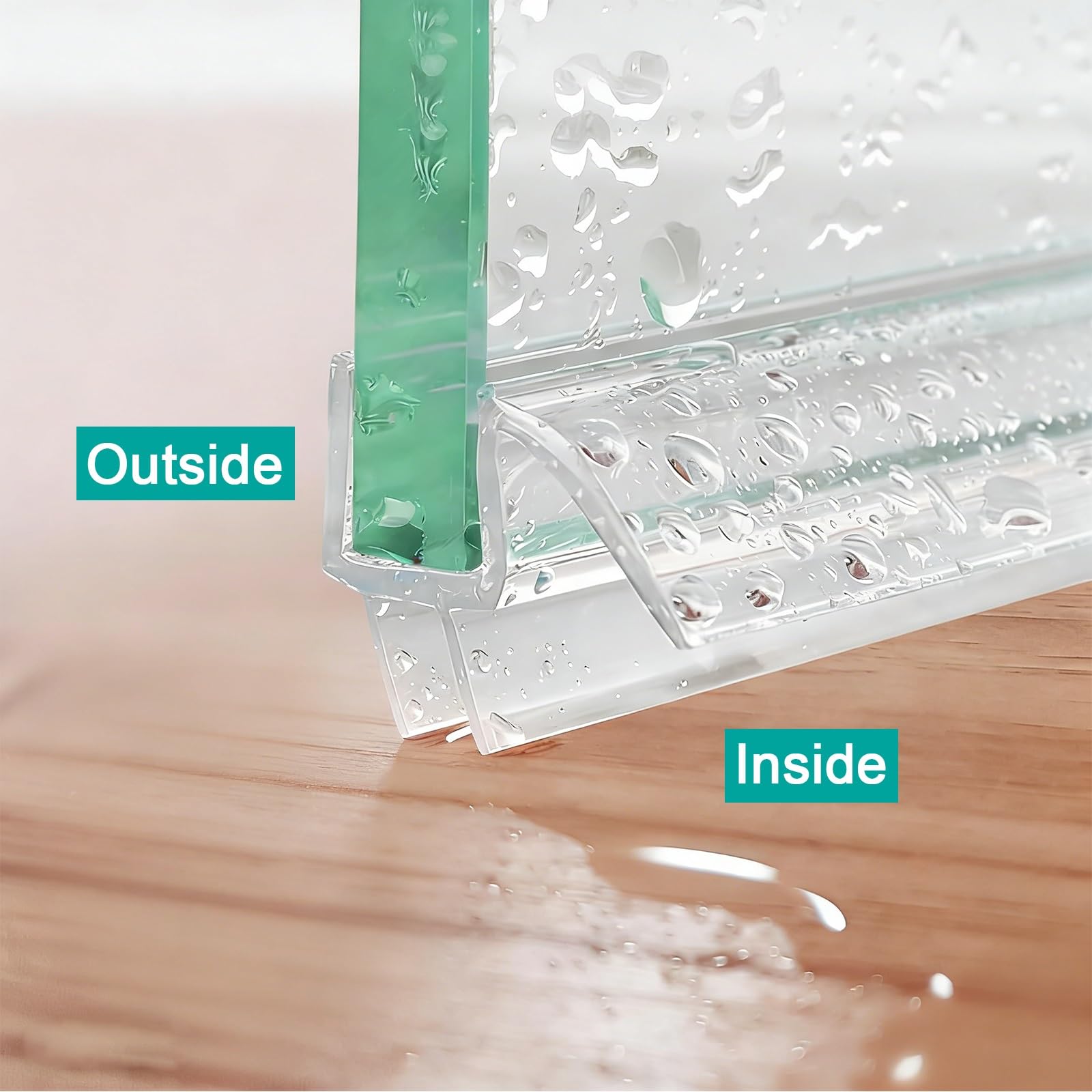 Sello de puerta de baño transparente, Tira de sellado inferior for puerta de ducha sin marco de PVC, paquete de 2, translúcido, 6-12mm(0.84m/33x2pcs,8mm/0.31")