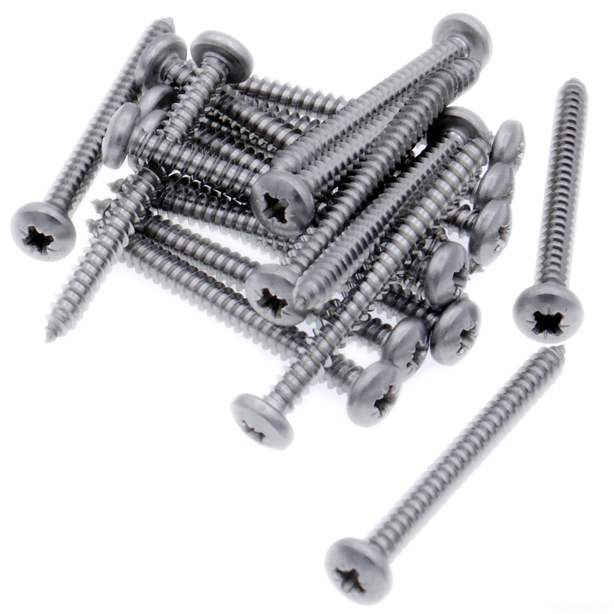 Singularity Supplies Silver No.10 X 2.5 (4.8Mm X 60Mm) Pozi Pan Self-Tapping Screw - Stainless Steel (A2) (Pack Of 20)