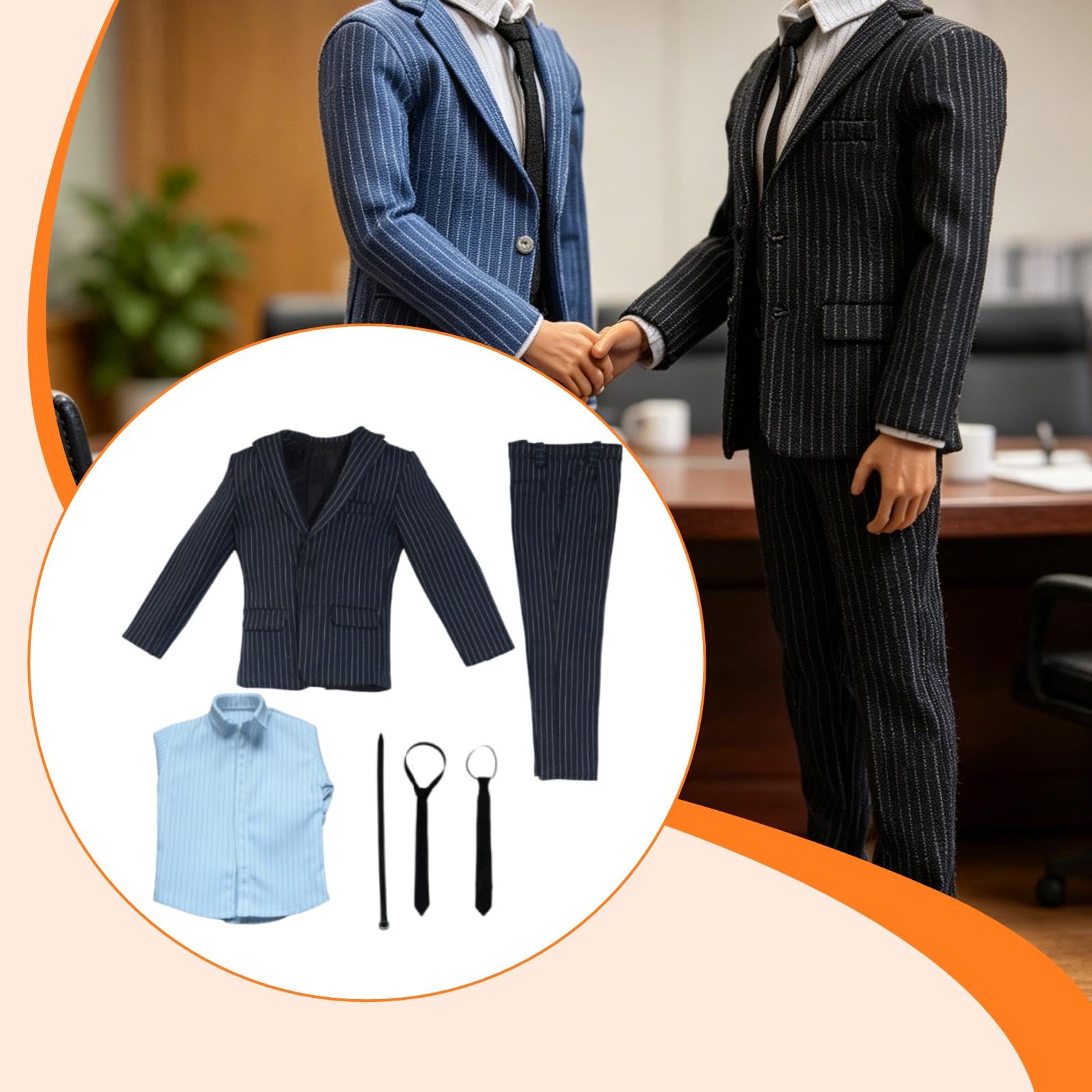 Puppenminiatur Anzug Im Maßstab 1:6, Bestehend Aus Jacke, Hose, Gürtel, Hemd Und Krawatte, Stoffmaterial, Outfit für Actionfiguren. Geeignet Zum, Navy Blau