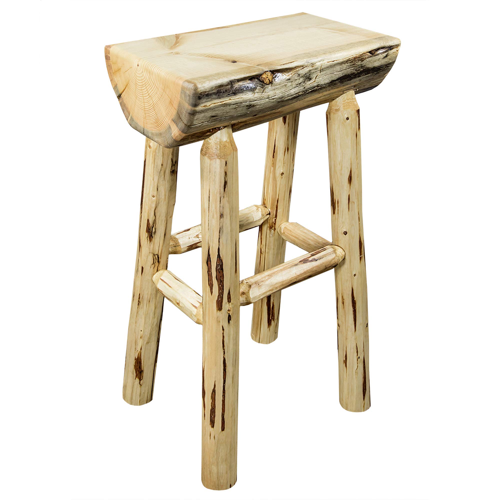 Montana Woodworks Montana Collection Counter Height Half Log Barstool with Exterior Finish