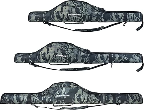 LEOFISHING Bolsa de caña de pescar plegable portátil de 3.94 pies4.59 pies5.25 pies, funda protectora para caña de pescar y carrete, bolsas de