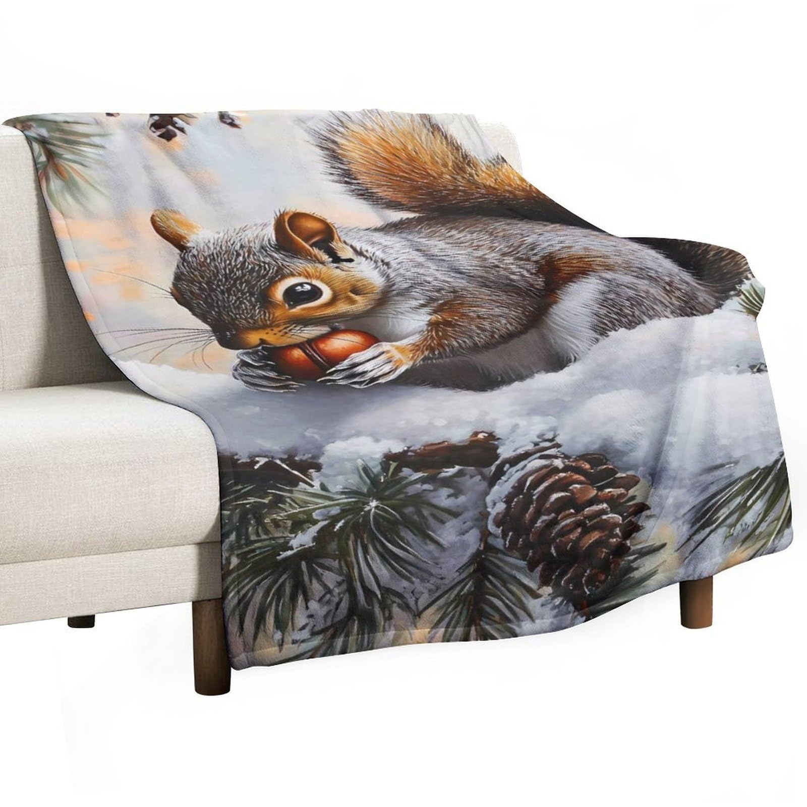 CGSBNGHA Squirrel Cute Animal Flannel Fleece Blanket Lightweight Soft Throw Blankets for Sofa Couch Bed Chair