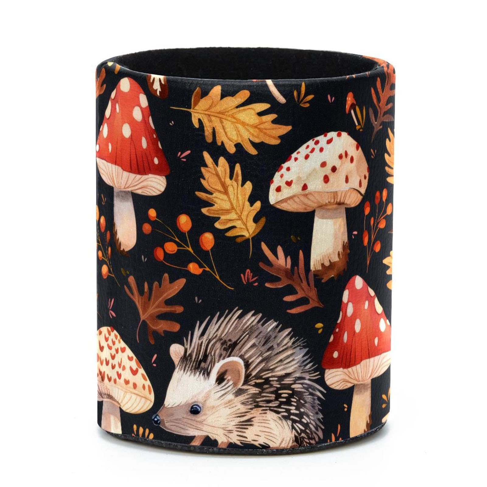 VAPOKF Round Pencil Holders for Desk, Hedgehog Mushroom Pen Holders Pen Pot Makeup Brushes Storage Desktop Stationery Supplies Organiser for Home Office