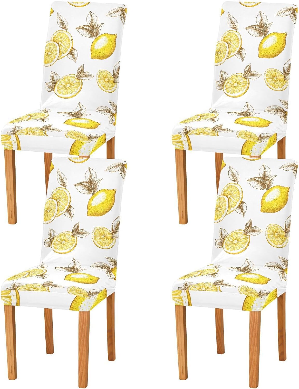 ALAZA Chair Covers for Dining Room, Watercolor Style Lemons Pattern Stretch Chair Cover Sets Chair Protector Removable Washable for Ktichen Restaurant Hotel