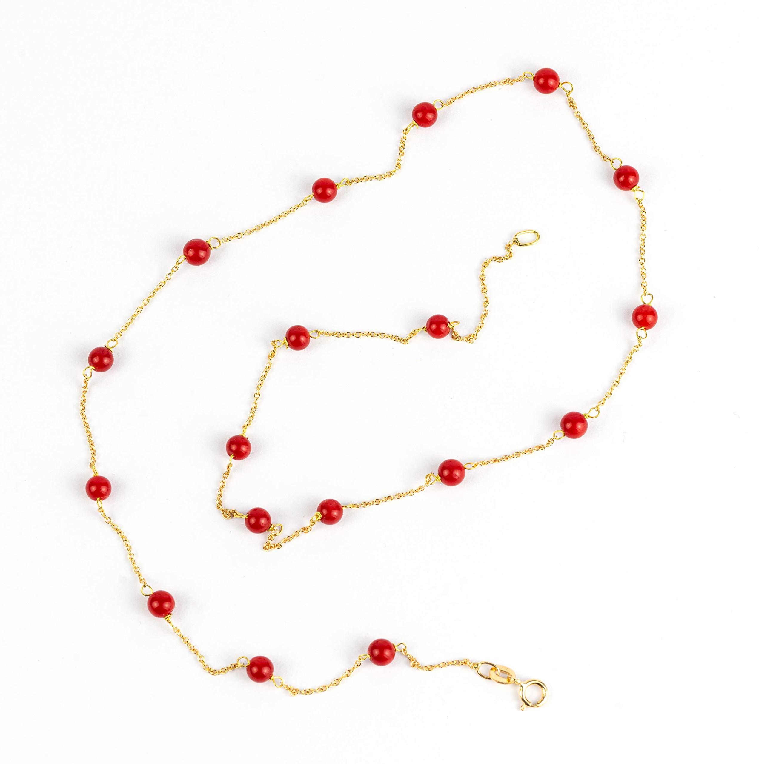 Collana in oro con pallini di corallo del Mediterraneo (Corallo Sardo)