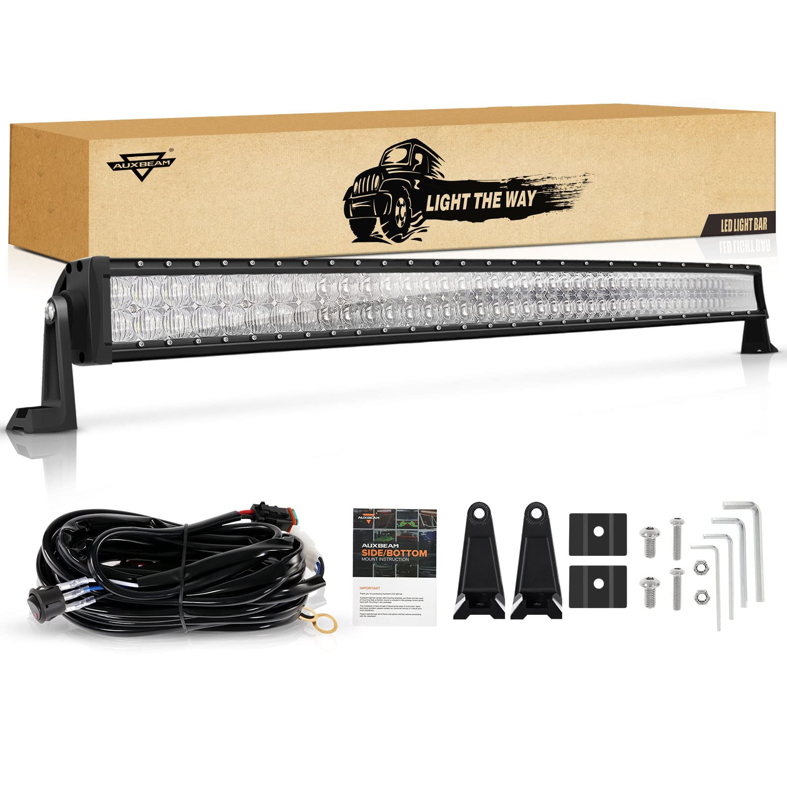 Amazon.com: Auxbeam 50 Inch 288W LED Light Bar Curved Waterproof