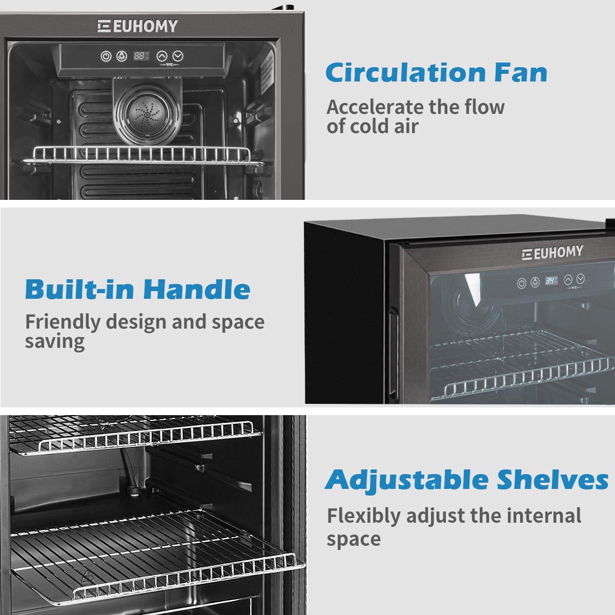 Euhomy Beverage Refrigerator and Cooler, 130 Can Mini fridge with Glass