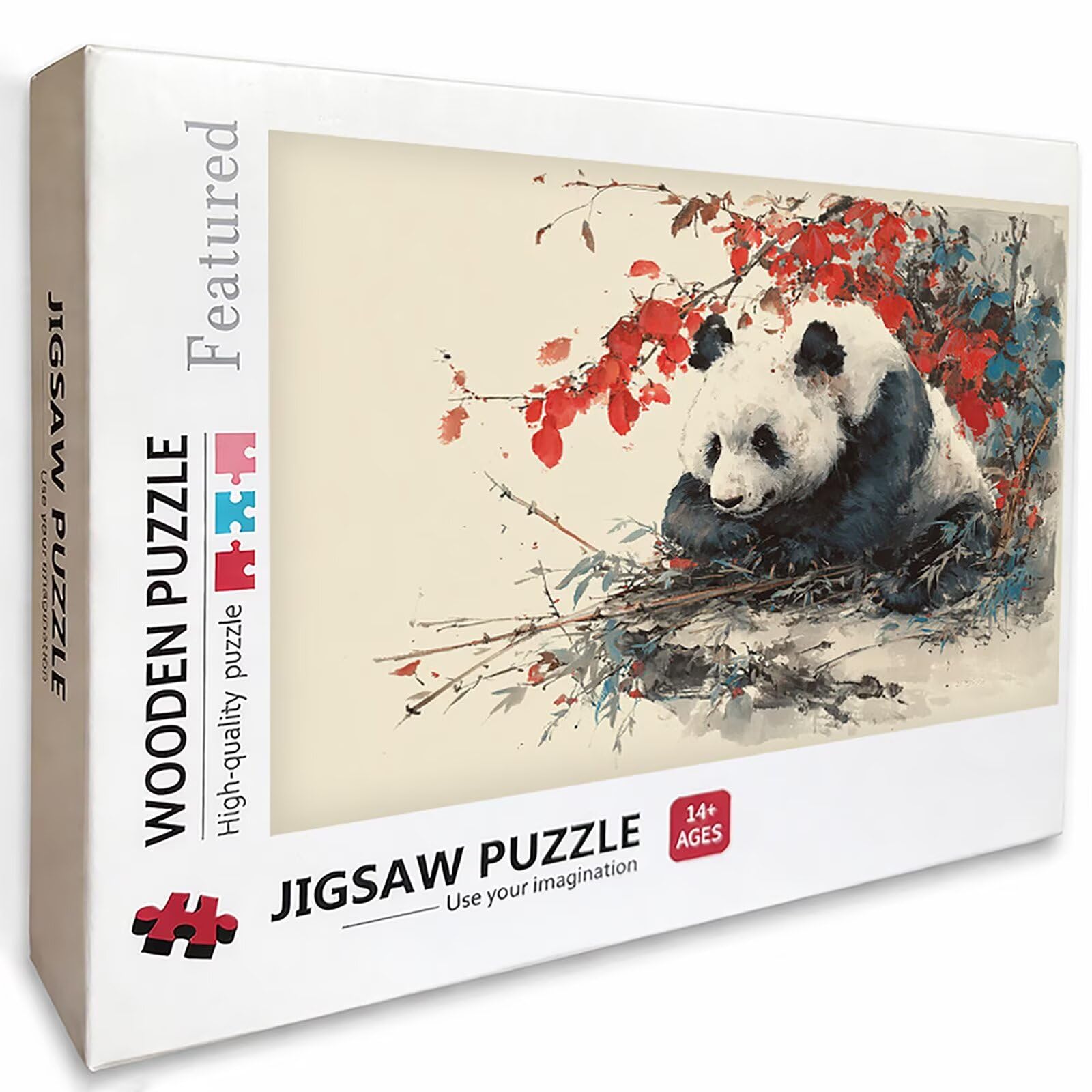 I-4285 Drewniane puzzle Panda, 122 x 81 cm, urocze puzzle 3000 elementów dla dorosłych z pudełkiem, edukacyjna gra wymagająca, prezenty dla nastolatków, napis na plecach, łatwe do odróżnienia