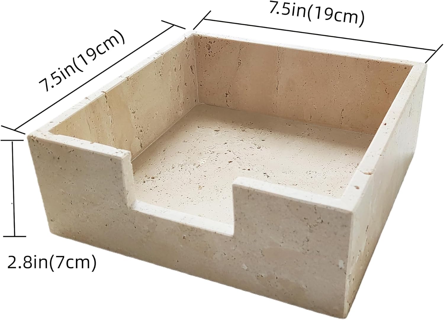 Travertine Marble Napkin Holder 7.5 Inchs for Table,Stone Flat Napkin Dispenser for Kitchen Restaurant Dining Room Countertop Decor