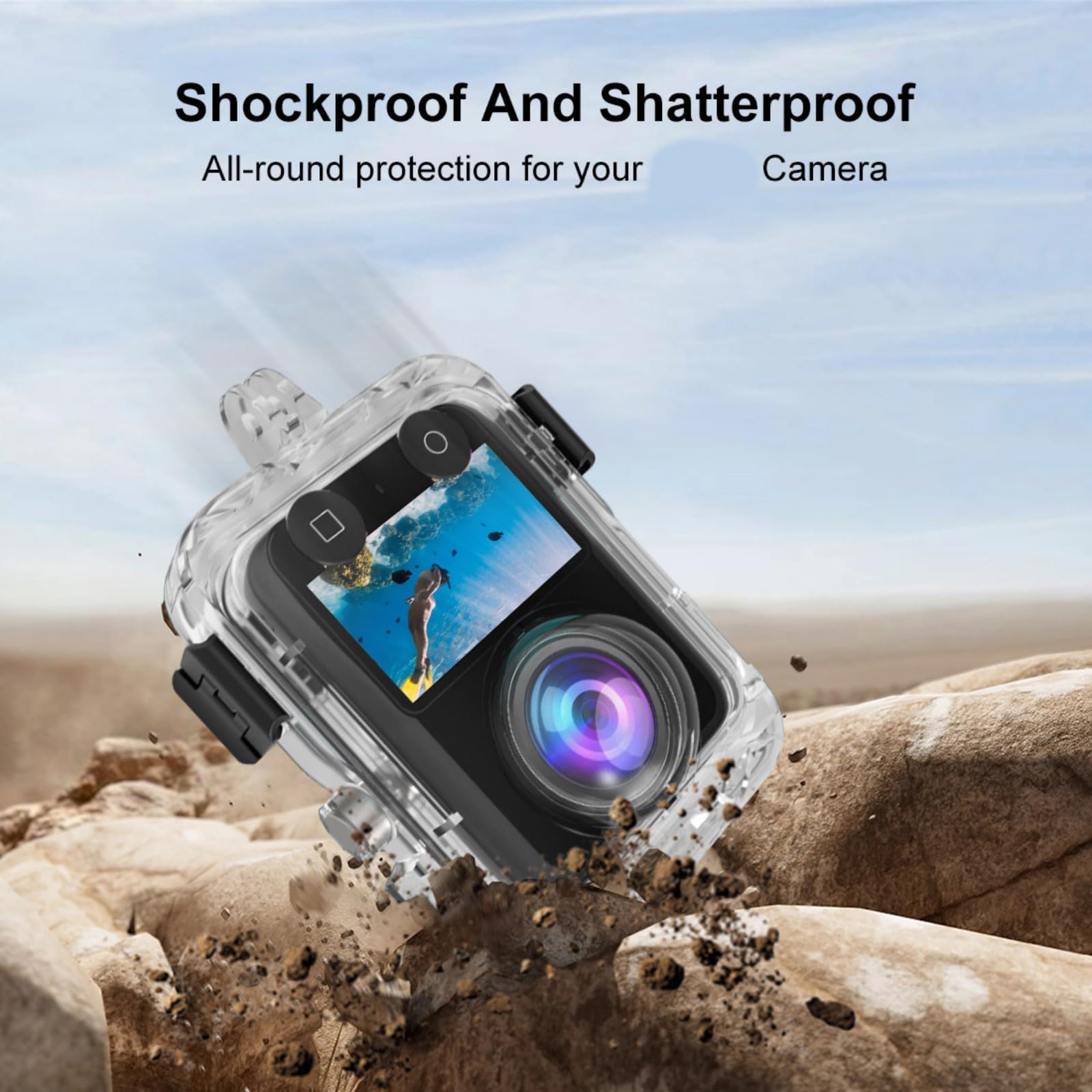 Adventure Étui de protection pour appareil photo à 360° - Étanche à 40 m - Résistant aux chocs et à la buée - Pour le sport - Boîtier antichoc