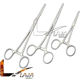 LAJA Imports Set of 3 Straight Hemostat Forceps Locking Clamps 5