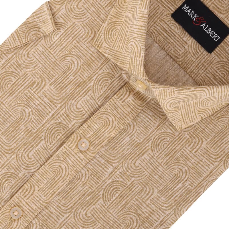 Image of Mark & Albert Men's Half Sleeve Cotton Linen Shirt Blue