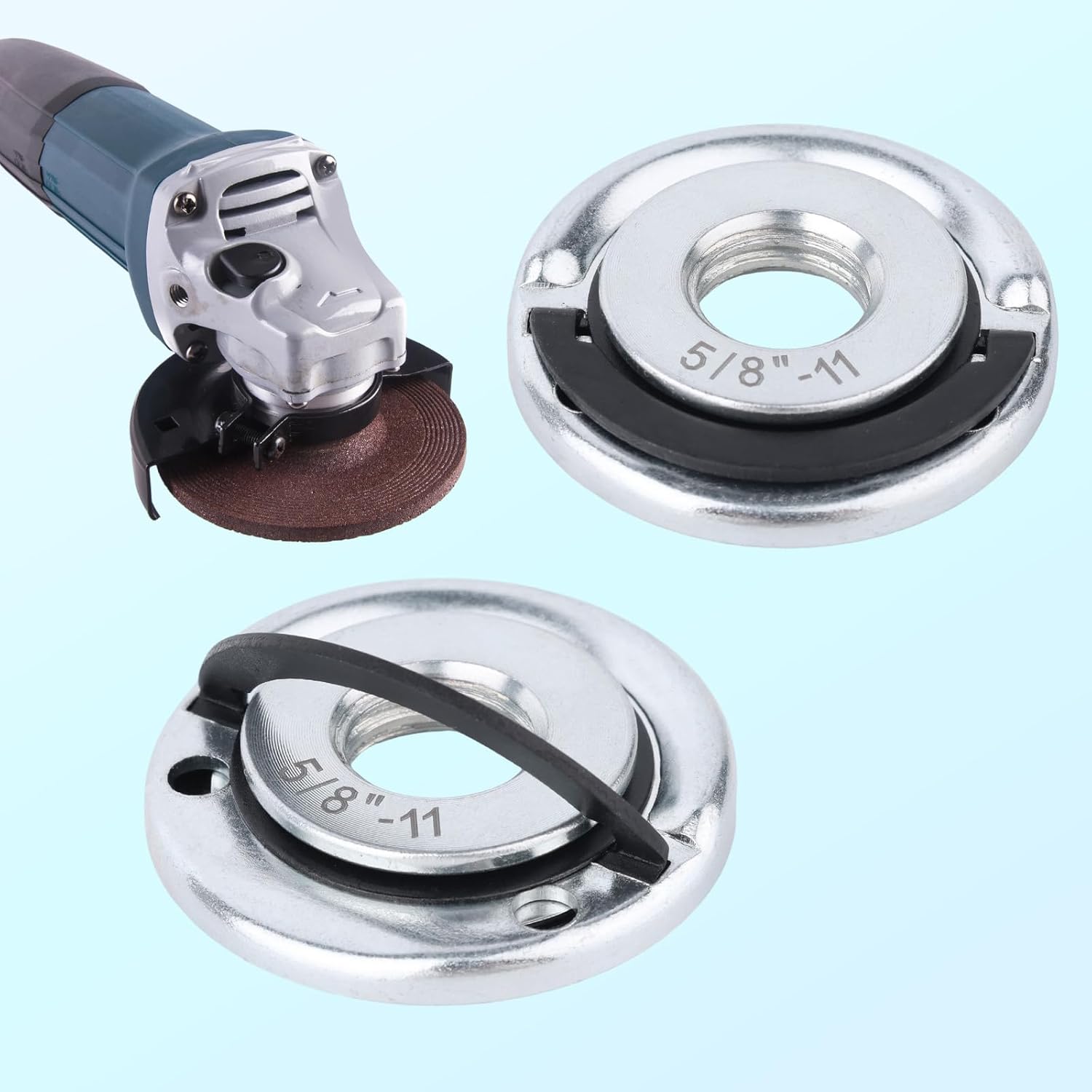 2pcs 5/8"-11 Thread Angle Grinder Flange Nuts, Metal Quick Lock Angle Grinder Nut for Fixing Cutting Discs