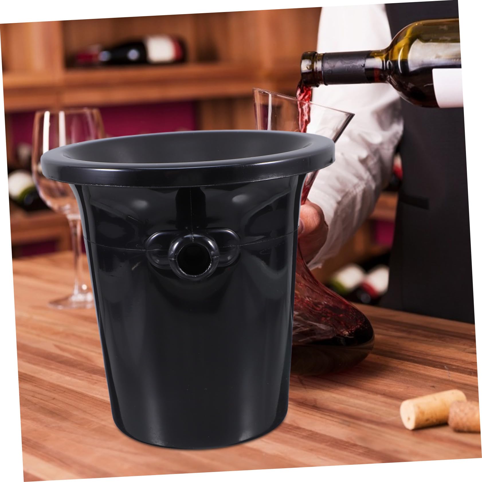 Escupideras y Acabado Liso de Vino de Plástico Doble Oreja Negras para Cata de Vinos Cubos Redondos Estilo Occidental en Bodegas y Tiendas Especializadas