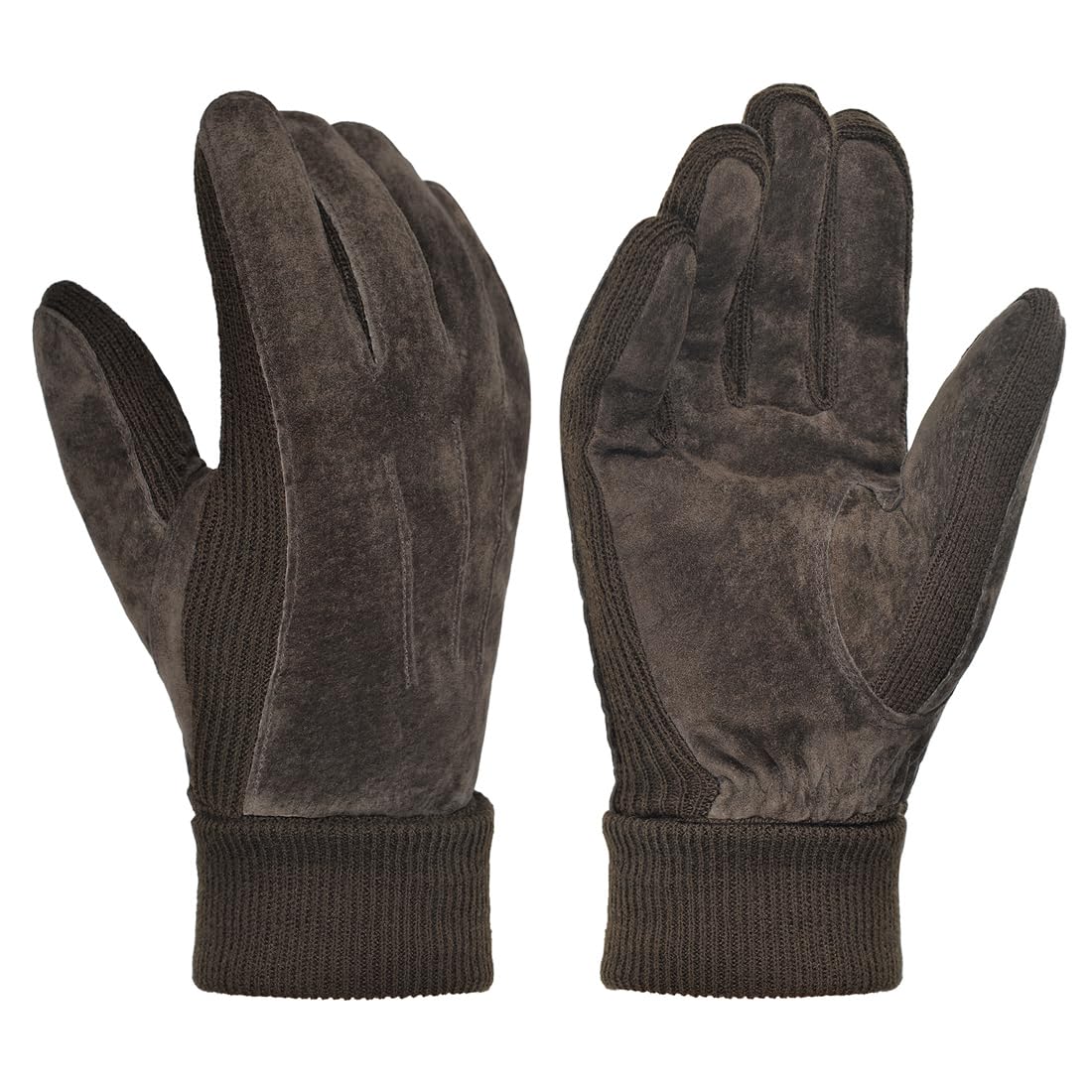 Harssidanzar Gants d'hiver pour homme en laine polaire chaude doublée de daim SM045EU