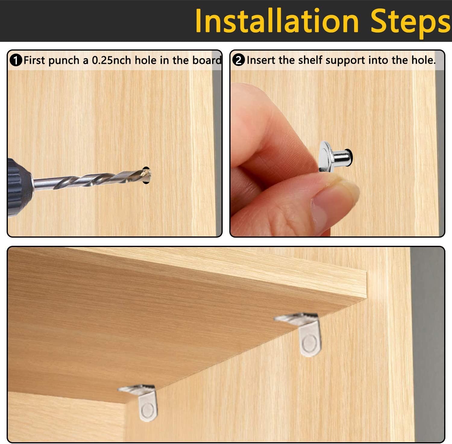 1/4 Inch Shelf Support Peg，Support Cabinet Shelf Pins，Shelf Bracket Pegs with Hole，L-Shaped Furniture Replacement Peg for Cabinets,Shelves,Wodrob