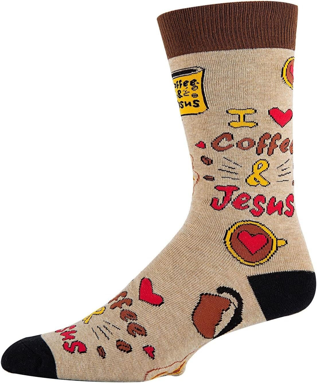 ooohyeah Men’s Novelty Crew Socks, Crazy Funny Cotton Dress Socks Christian Gift, Coffee & Jesus, Size 8-13 - Image 3