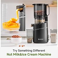 AMZCHEF 250W Automata Gyümölcsprés 1,8L Kapacitással - Széles 145mm Adagolónyílás, Hármas Szűrőrendszer, Hidegpréselés, Csendes Motor - Feke 5