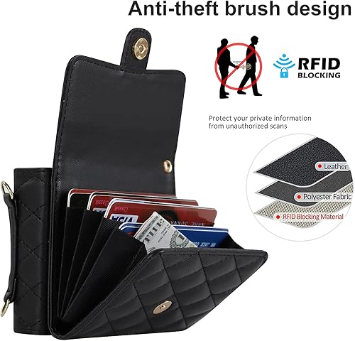 Miniatura 4 de XIZYO Funda para Samsung Galaxy Z Flip 4, bonita funda de cuero con tarjetero y funda cruzada para mujeres y niñas, correa para la muñeca, bloqueo