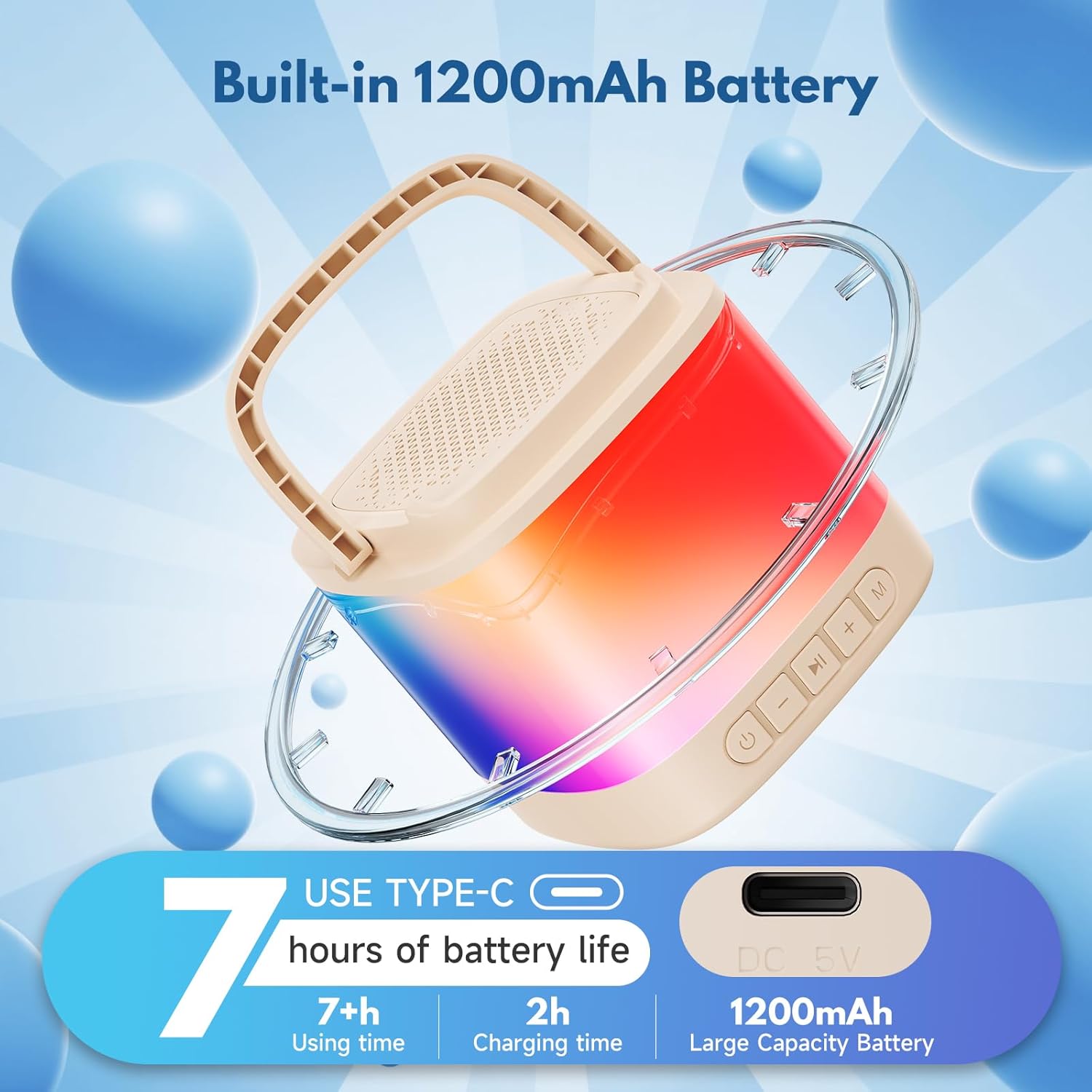 Mini Karaoke Machine for Kids, Portable Bluetooth Karaoke Speaker with 2 Wireless Microphones and Phone Holder, Popular Birthday Gifts for Girls Boys Age 3-14+, Singing Machine for Home Party - Image 4