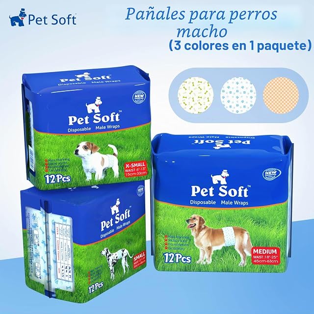 Foto 2 de 6 de Pet Soft Pañales para Perros Desechables Paños para Perros machos Pañales para Mascotas Suaves absorbentes…