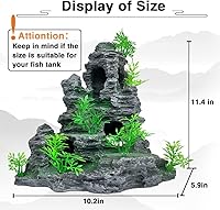 Vista 4 de Decoración de acuario grande y alta, decoración de pecera para acuario, vista de montaña, adorno de acuario, cueva de casa de árbol para tanque
