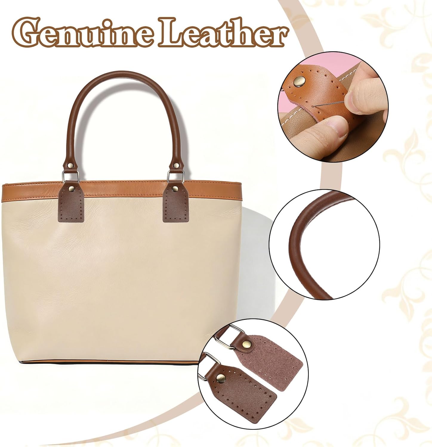 uxcell Purse Straps, 20 Inch Genuine Leather Strap, Leather Purse Handles Handbag Handles Replacement for Mini Pouch, DIY Handcrafted Bag Making Accessories, Coffee - Image 3