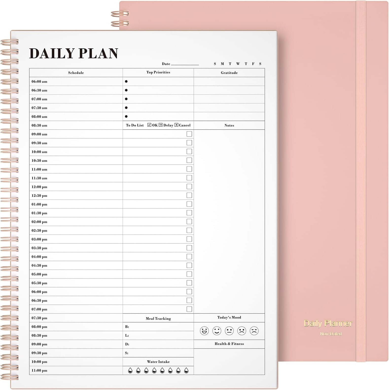 Spiral Planner Undated Daily Planner - Spiral Notebook With To Do List ...