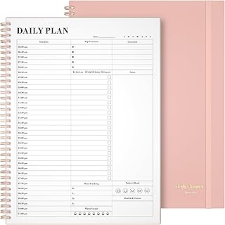Asten Daily Planner with To Do List, Hourly Agenda, Spiral Notebook - Day Planner for Women, Men & ADHD - 8.5" x 11" (Pale Pink)