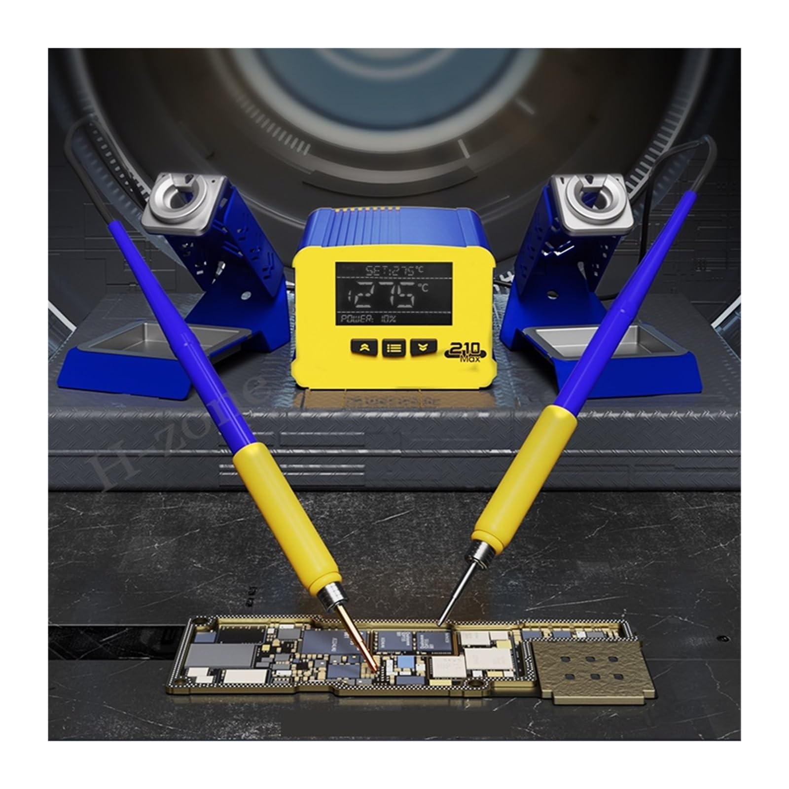 EDEDE Stazione Saldante, C210 Max Dual Station 210 Saldatore Elettrico Termostatico Regolabile Tavolo di Saldatura Riparazione Rapida for Telefono Cellulare(Host And 3 Tips)