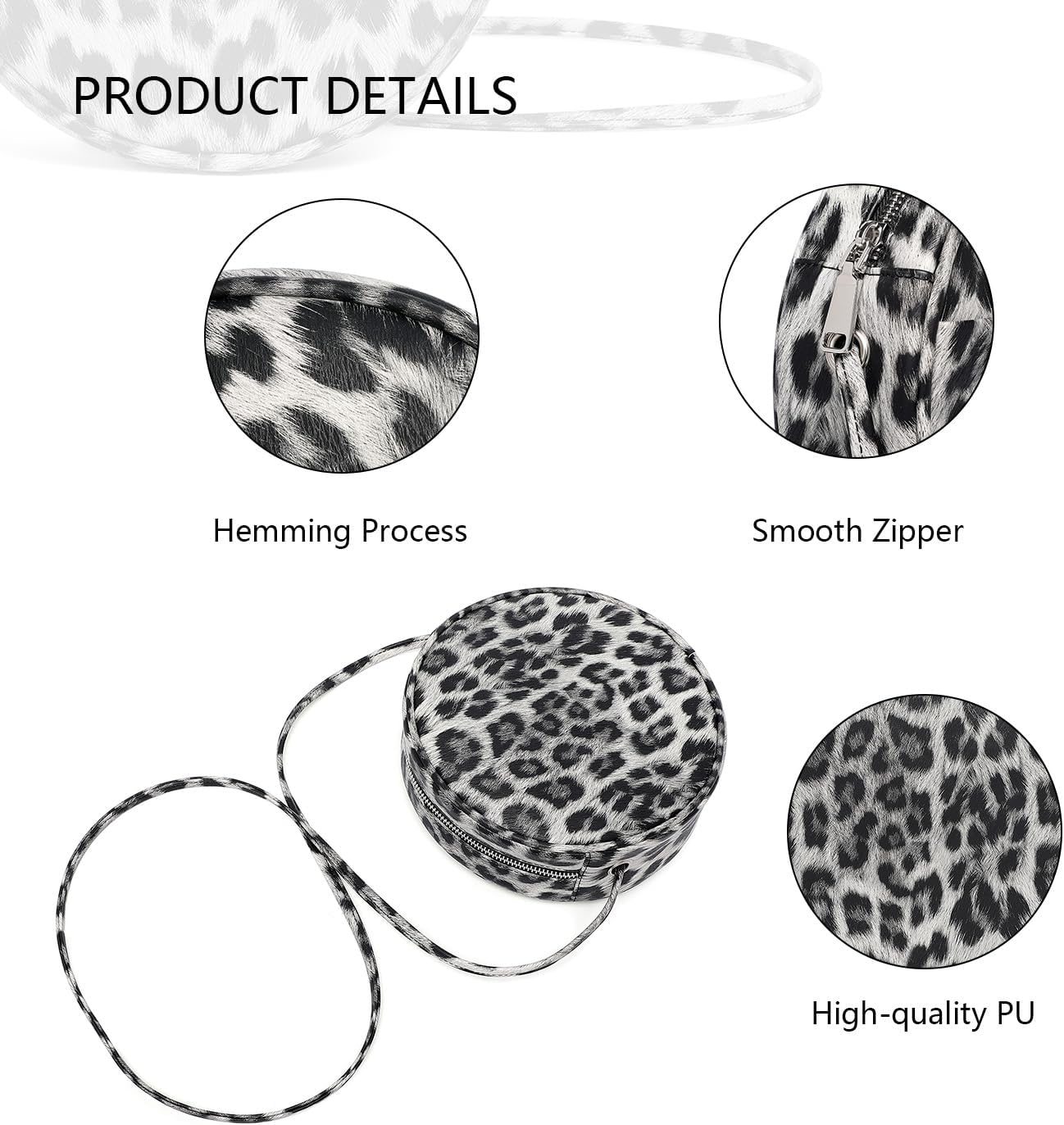 Circle Crossbody Bag for Women NYLON Circle Purse with Zipper Adjustable Knot Shoulder Straps - Image 5