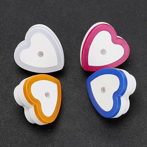 Miniatura 5 de ausuky 0.5W Plug-in Auto Sensor Control LED Noche Luz Lámpara Dormitorio Pasillo Corazón en forma de Corazón (blanco)