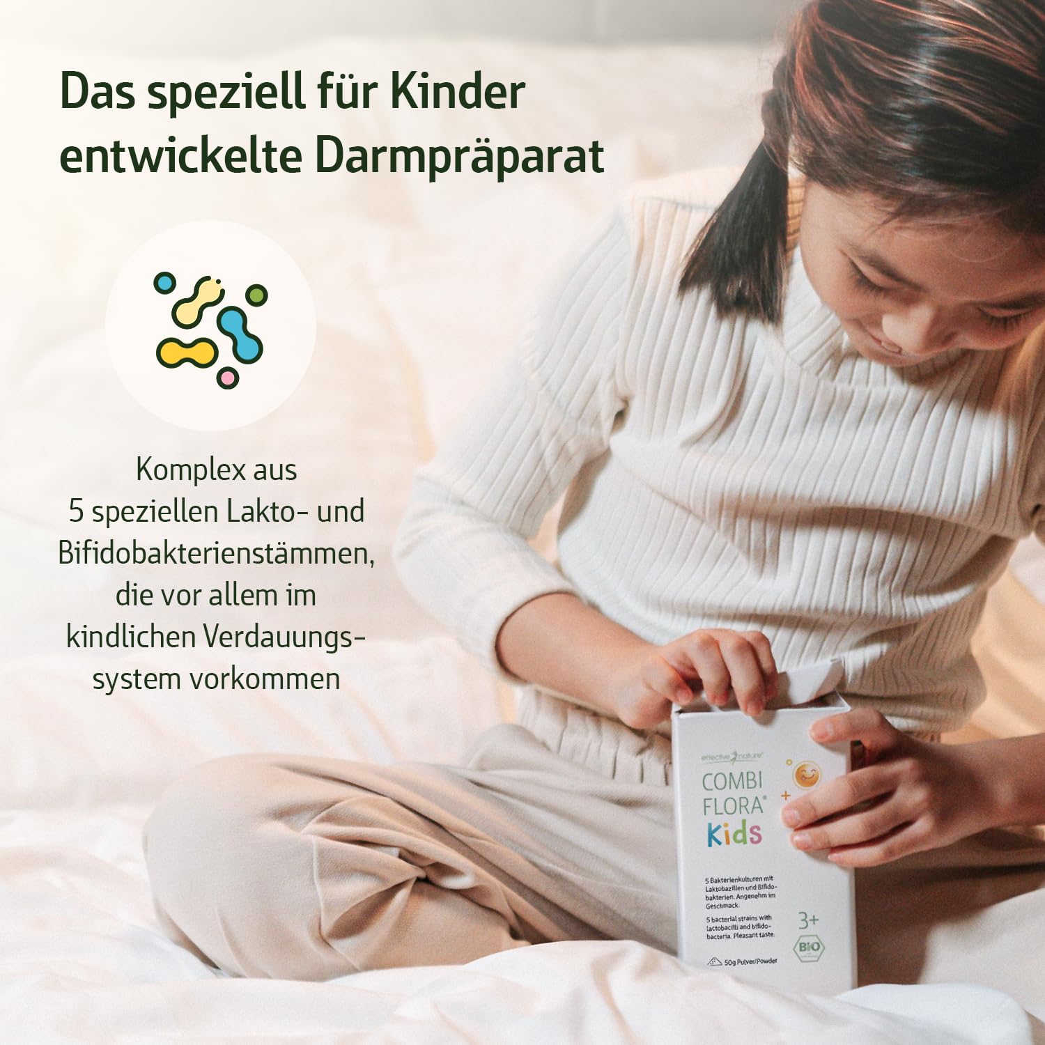 Combi Flora Kids Bio - 50 g - Mit Bifidobacterium & Lactobacillus für Kinder - Pulver mit Dosierlöffel - Mit 5 Bakterienstämmen für Kinder ab 3 Jahren