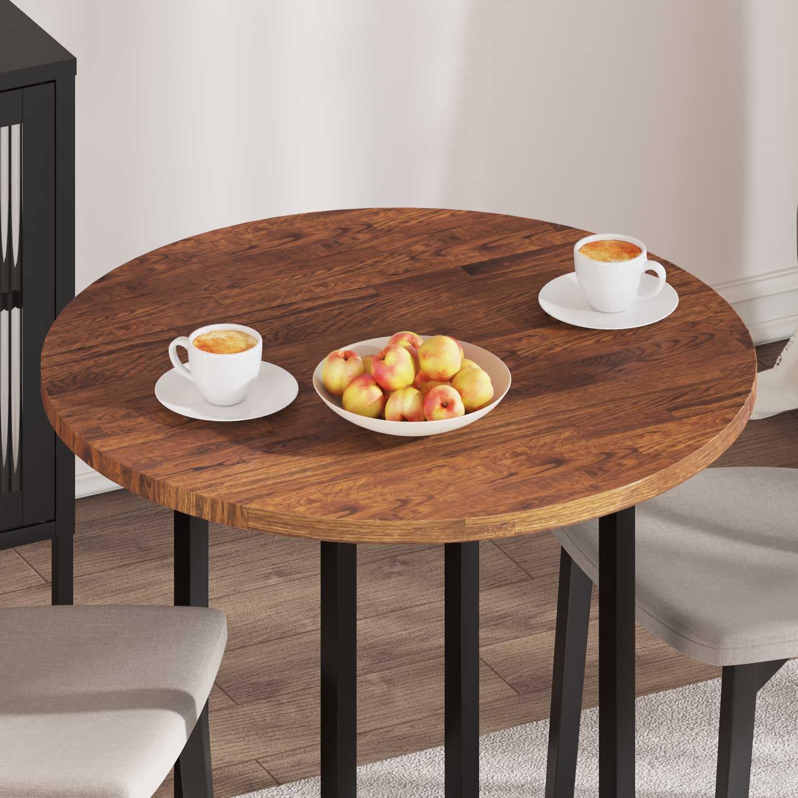 Piano del tavolo rotondo, 80 cm, in rovere massiccio, marrone