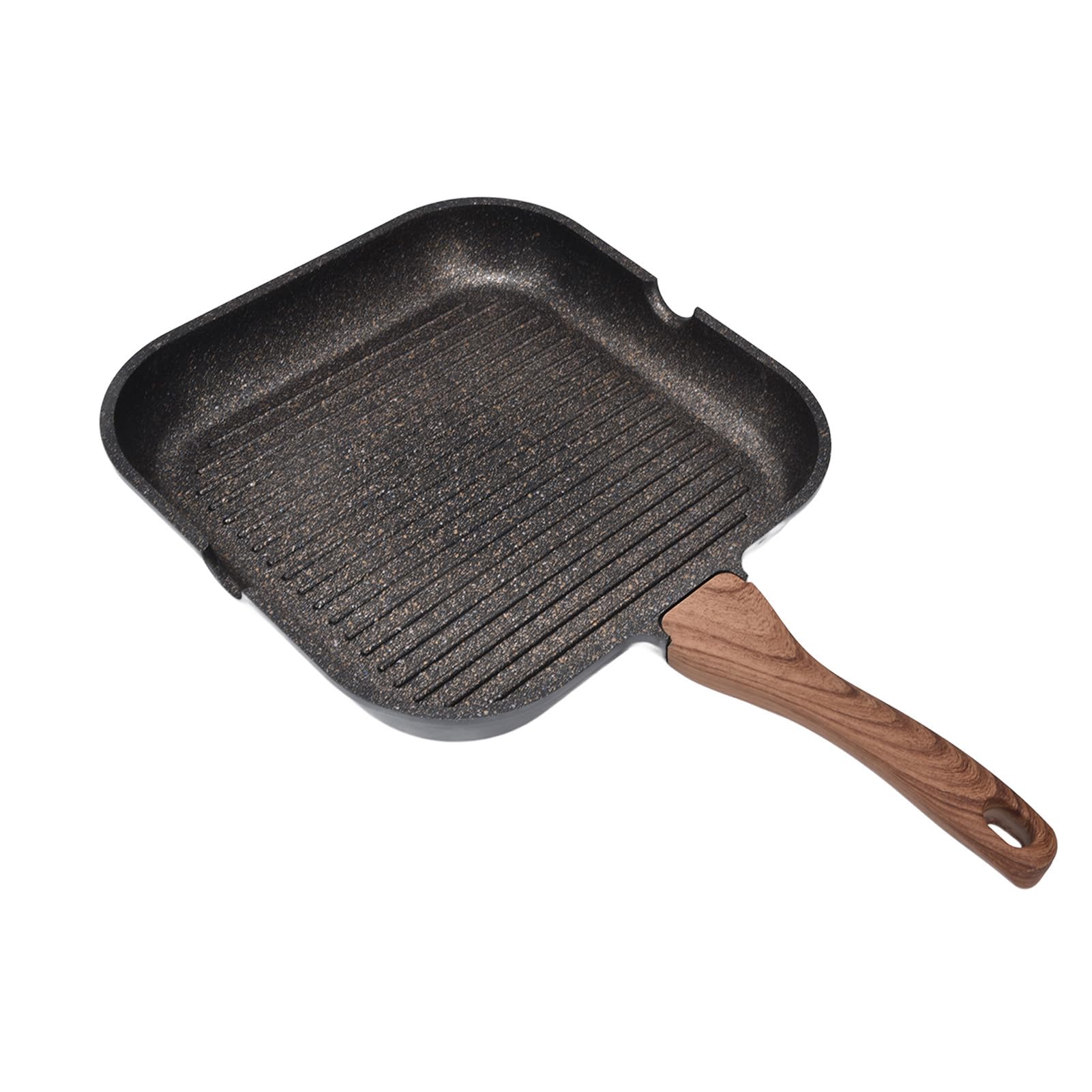Haofy Kwadratowa Patelnia Grillowa o Grubości 4,5 Mm, Aluminiowa, Kompatybilna z indukcją, z Równoległymi Krawędziami do Odprowadzania Tłuszczu - Patelnia z powłoką nieprzywierającą do Grillowania