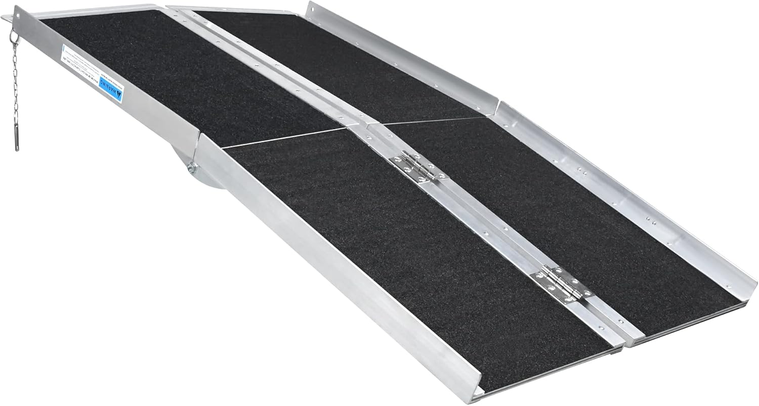 Froadp Rollstuhlrampe 120cm Rampe Rollstuhl Auffahrrampe mit Rutschfester Oberfläche und Griff Froadp Rollstuhlrampe 120cm Rampe Rollstuhl Auffahrrampe mit Rutschfester Oberfläche und Griff