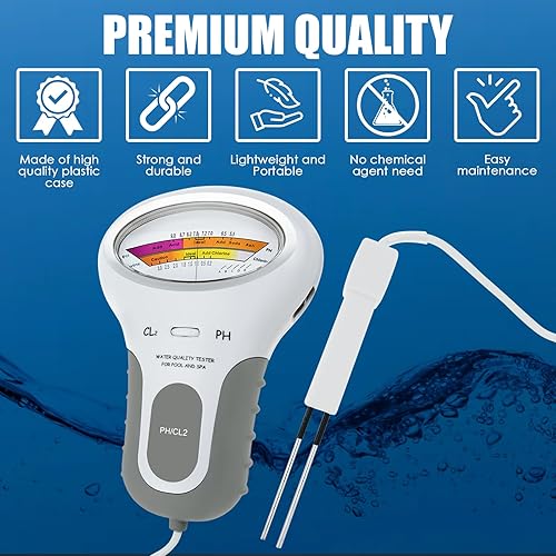 Miniatura 2 de Probador de calidad de agua 2 en 1 de doble escala de pH y nivel de cloro CL2 medidor para piscina, hidroponía, piscinas, spas, monitor de análisis
