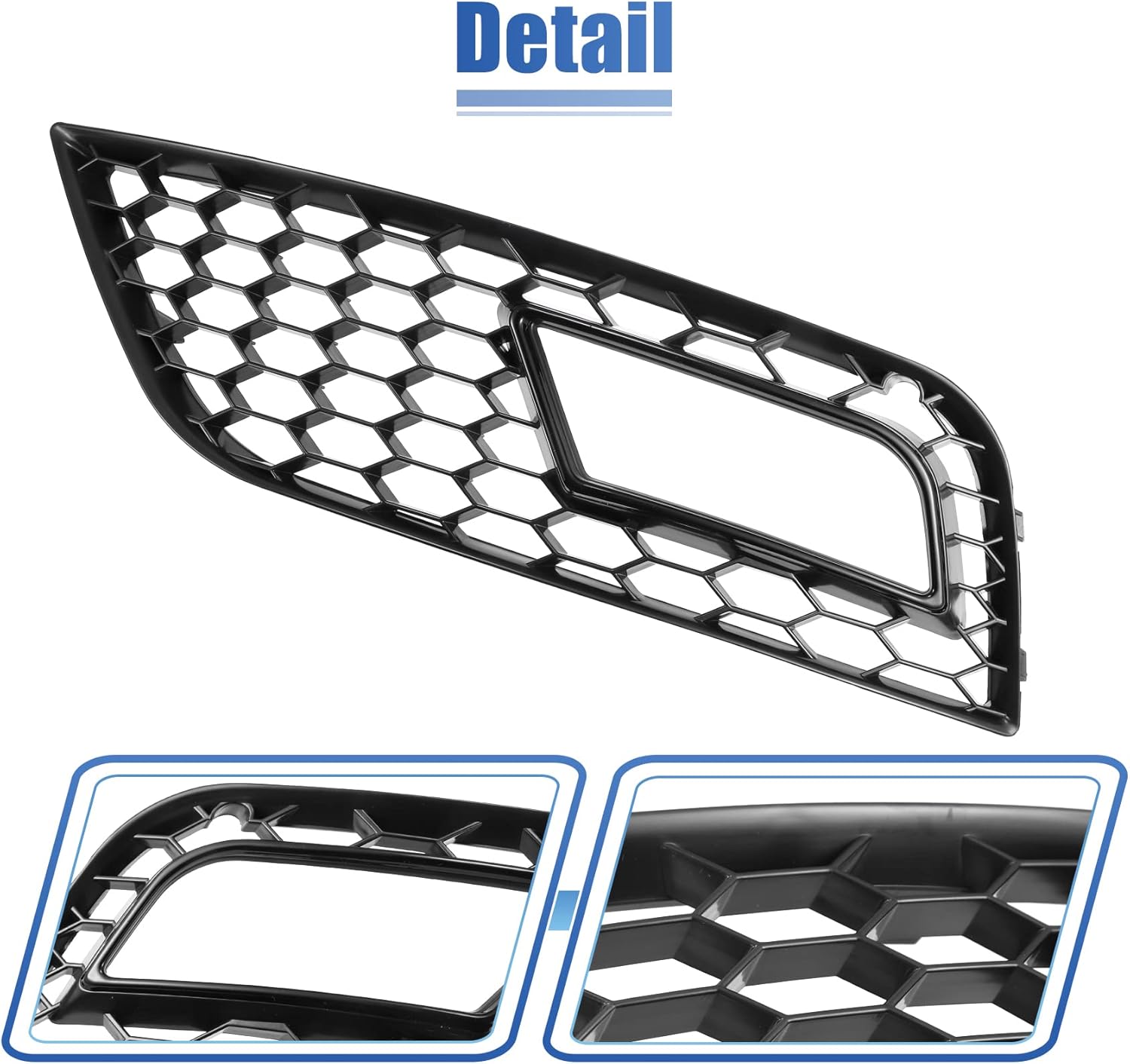 X AUTOHAUX Pair Front Fog Light Mesh Grille Honeycomb Type Grill Cover for Audi A4 B8.5 13-16 8K0807681K 8K0807682K Black