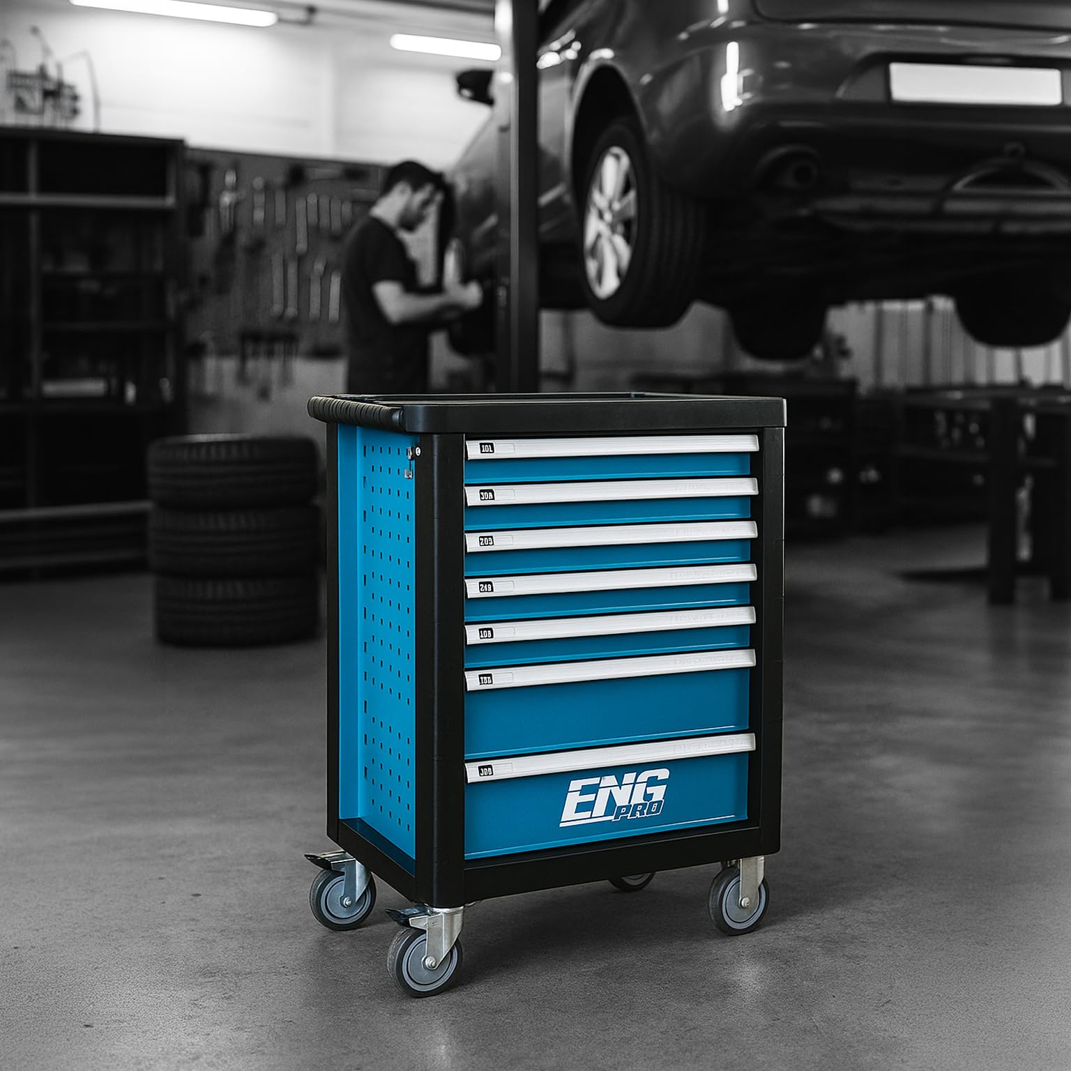 Carrello Porta Attrezzi Officina completo - 7 cassetti con 300 Utensili Inclusi – Cassettiera Professionale