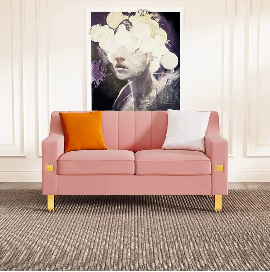 A to Z Furniture Classic Seater Sofa Set Luxury Chesterfield Leatherette Sofa in for Home Living Room & Office Stainless Steel Legs (Rose Pink, 2 Seater)