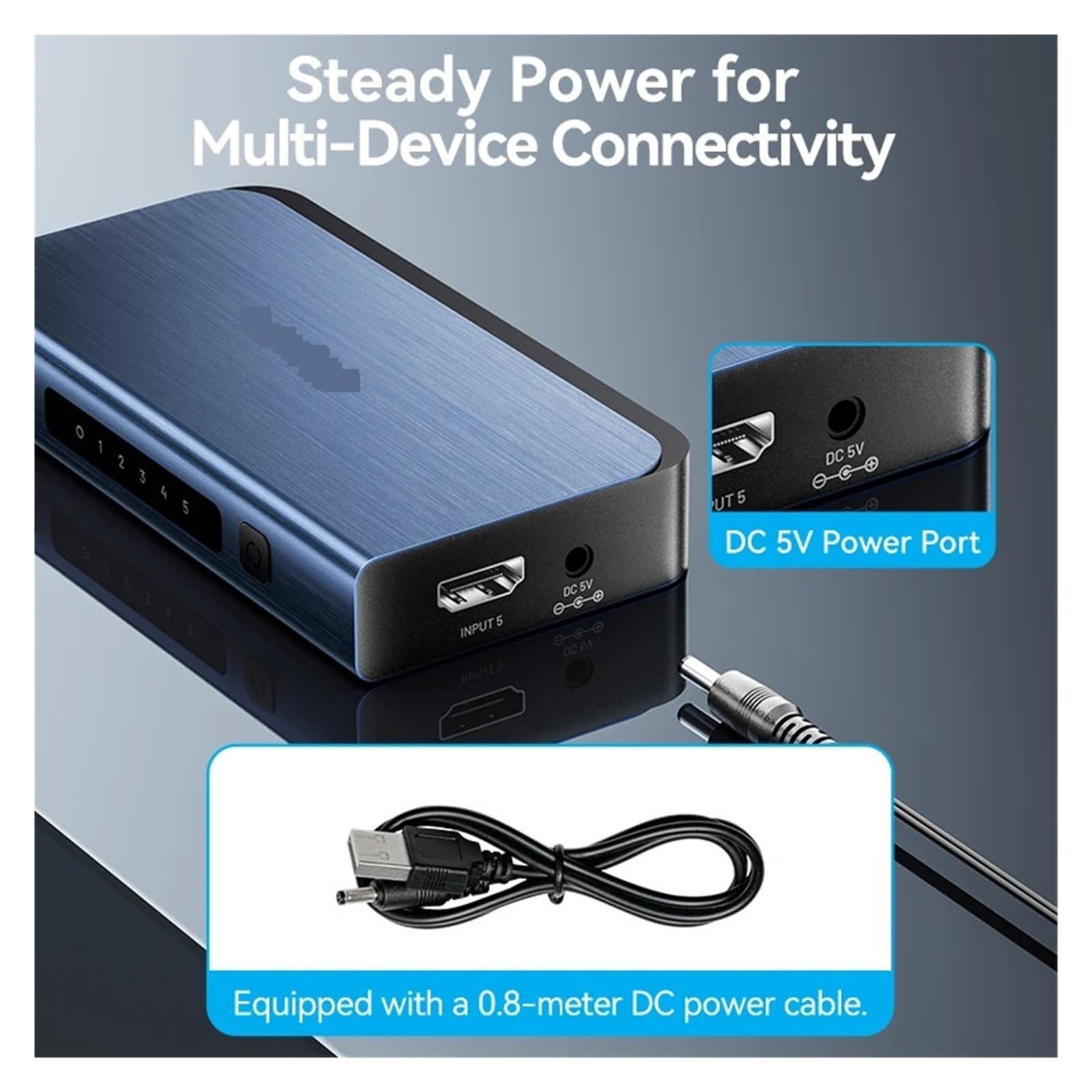 Répartiteur 5 en 1 Sortie 4K/60Hz 5x1 3x1 Adaptateur Mi Box commutateur 3 2.0 pour Le Streaming de Jeux et l'enregistrement Multi-Sources(4K30Hz Splitter)