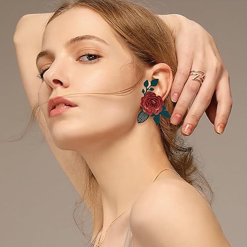 Miniatura 8 de SUPERDANT Troqueles de corte de flores, aretes de rosa, broche de madera, pinzas para el cabello, troqueladas de cuero, máquina de corte de madera