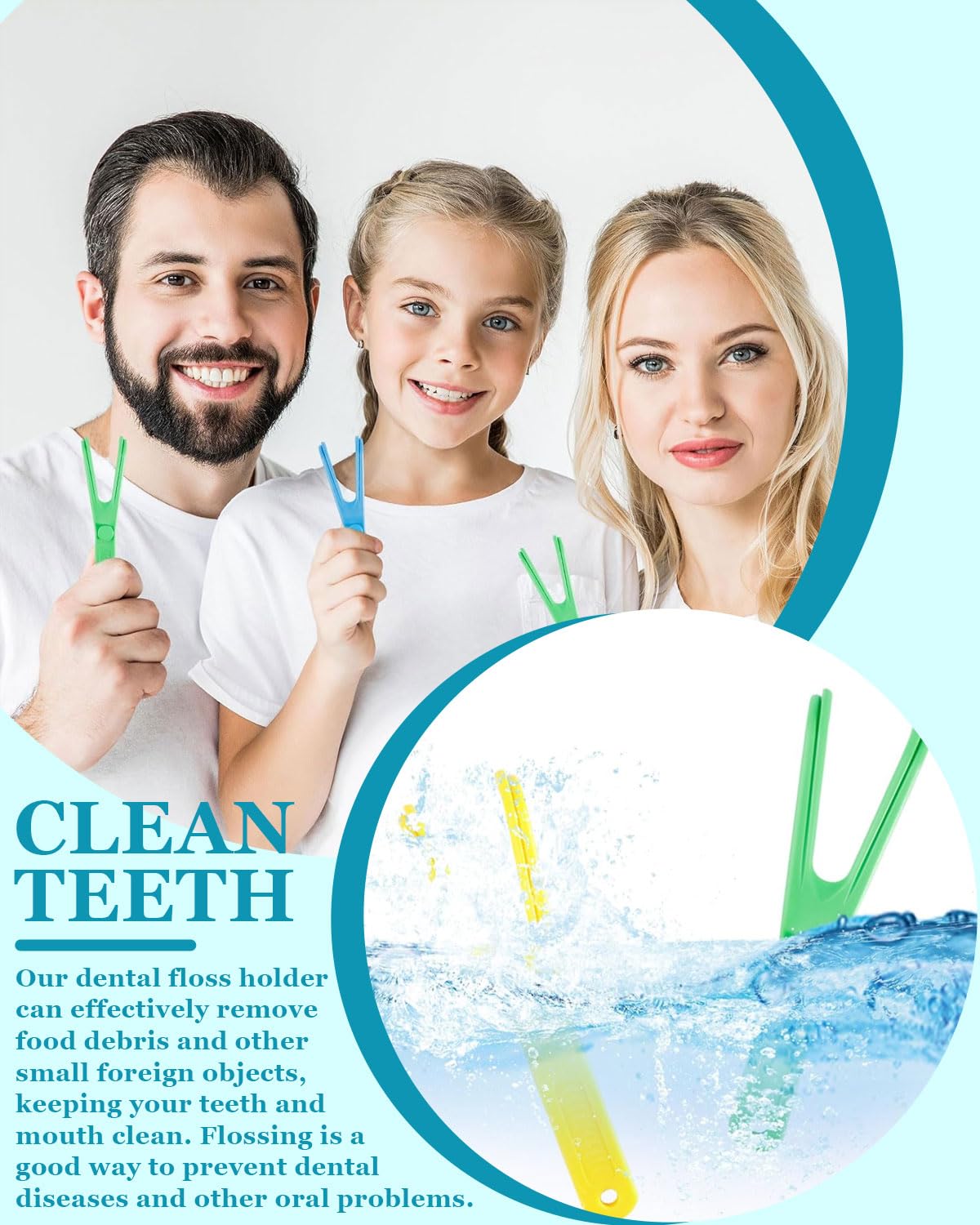 5PCS Porte-Fil Dentaire Réutilisable, Nettoyage des Dents Support de Fil Dentaire, Floss Pick Produits en Forme de Y, Nettoyage Interdentaire Support de Remplacement pour Dental Floss